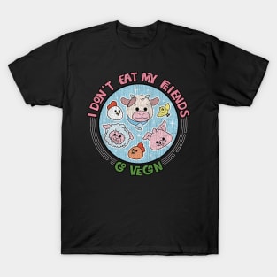 I Don't Eat My Friends - Go Vegan - Retro Cracked Vintage graphic T-Shirt